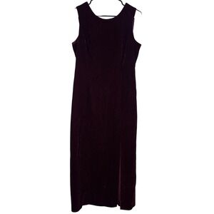 Maggy London VTG Dress Women's Petite 12 Maroon Velvet Gown Gala Romantic Formal
